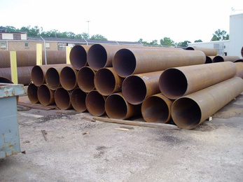 Steel casings stored in the yard