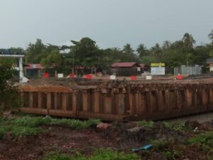 Sheet piles by river bank in malaysia